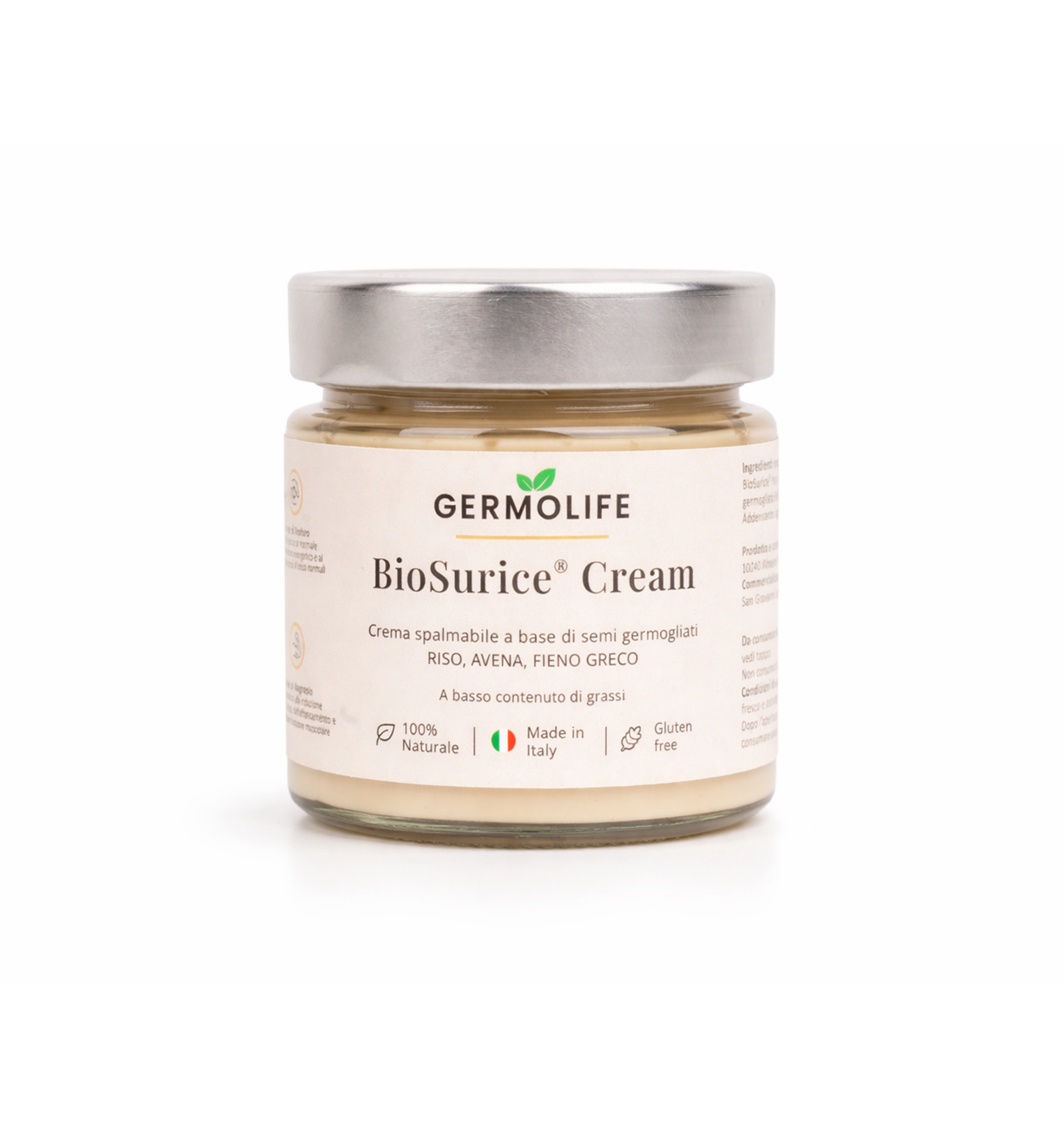 Bio Surice Cream, spalmabile di Riso, Avena e Fieno Greco germogliati