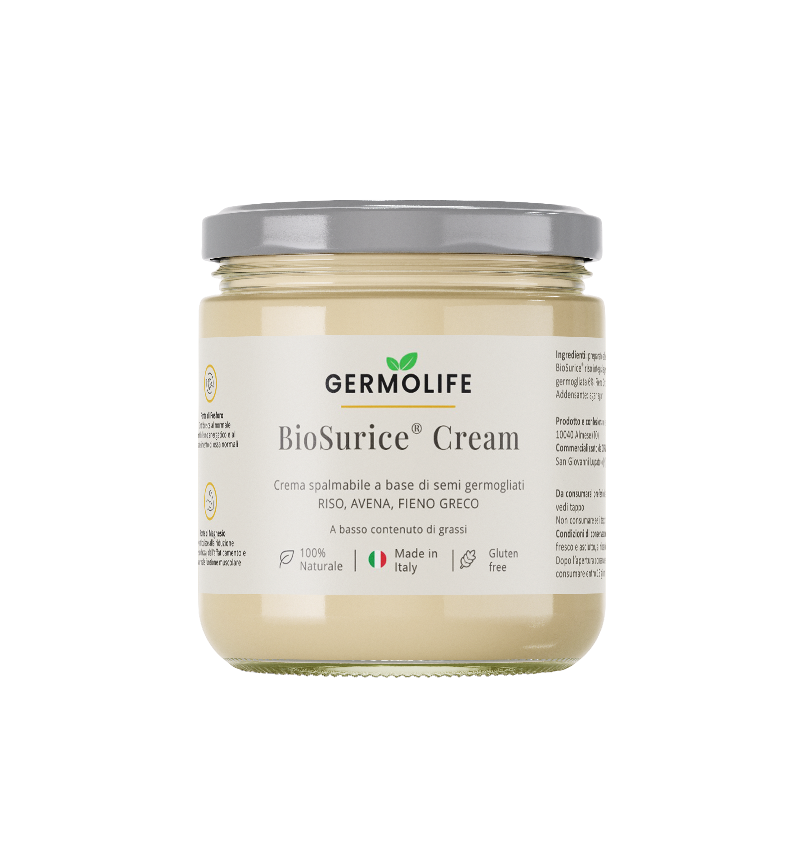 Bio Surice Cream, spalmabile di Riso, Avena e Fieno Greco germogliati